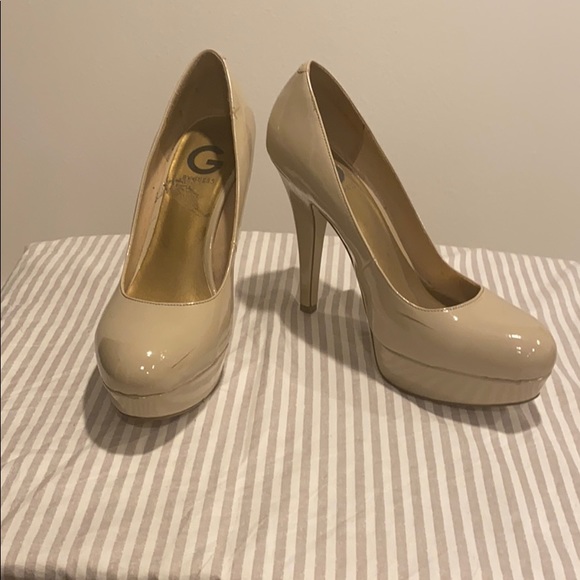 G by Guess Nude Patent Platform Heels sz 10M - Picture 6 of 12
